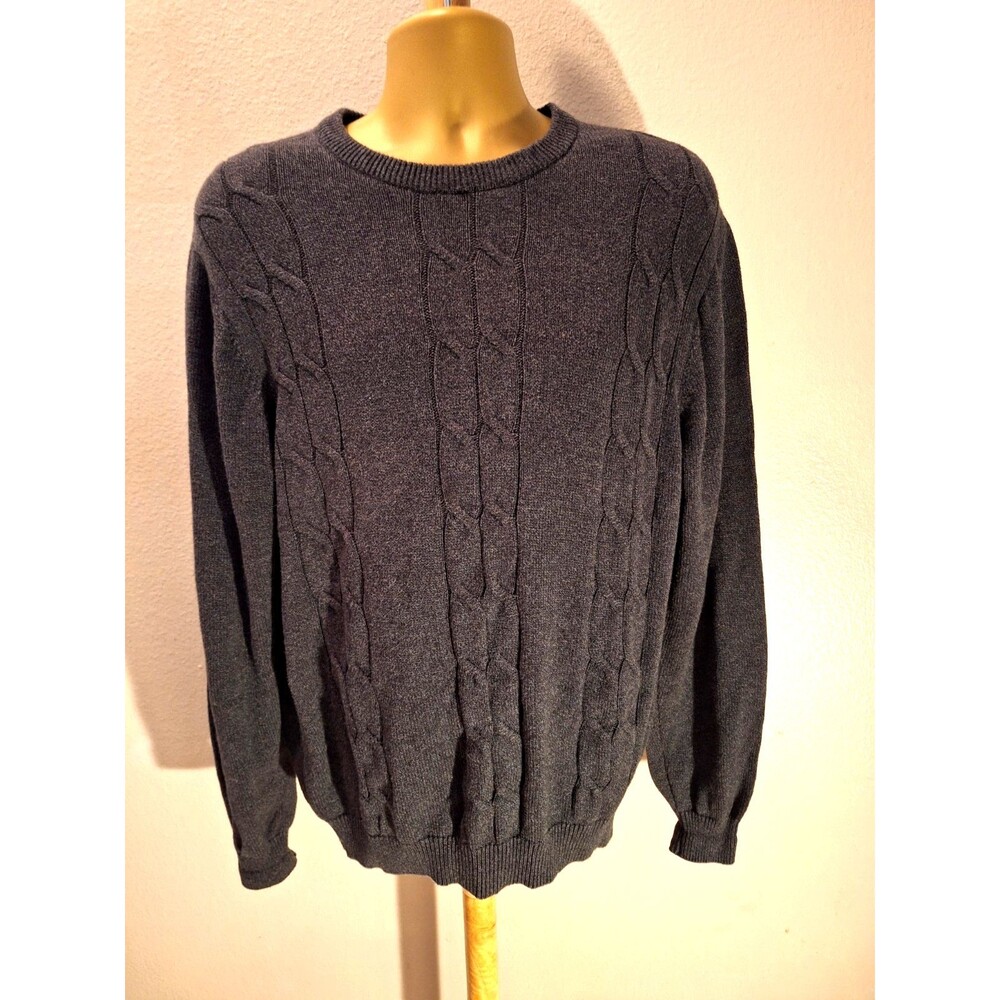 Lyle Scott Gray 100% Combed Cotton Crew Pullover Long Sleeve Sweater Lg Academia